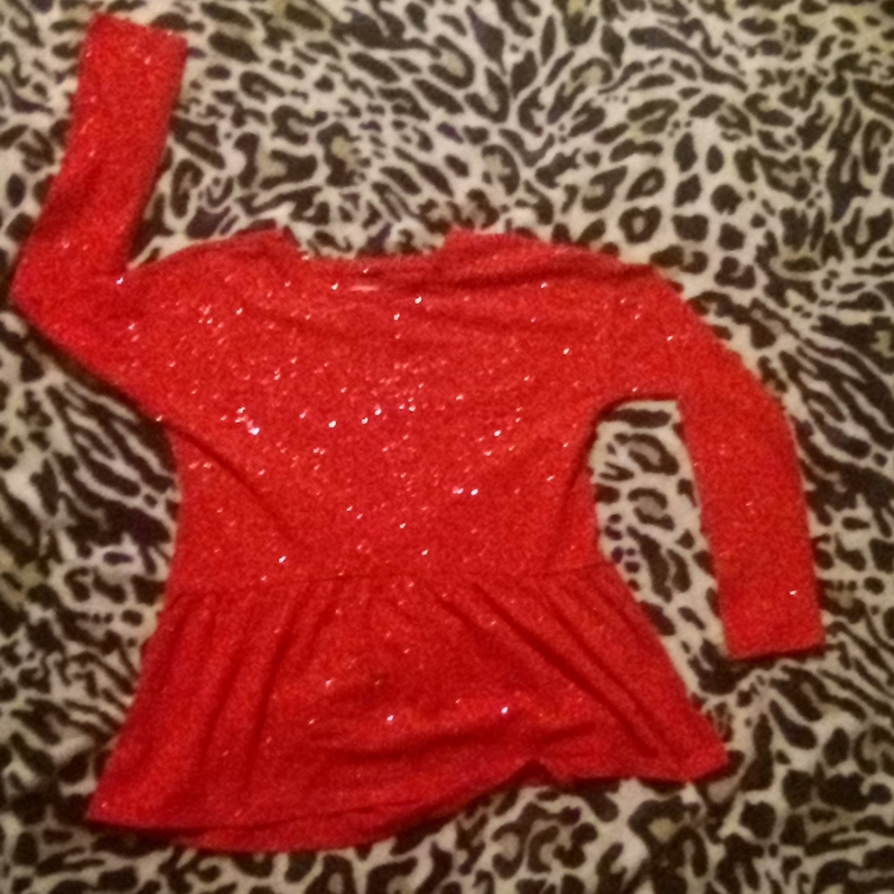 Red glitter long sleeve shirt for girls